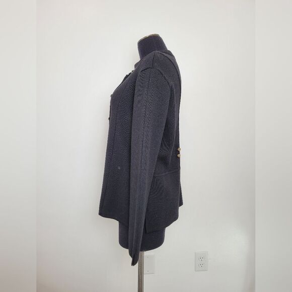 Carine Paris 100% Wool Sweater Black Military Gothic Victorian Size 3 Medium - Picture 3 of 13